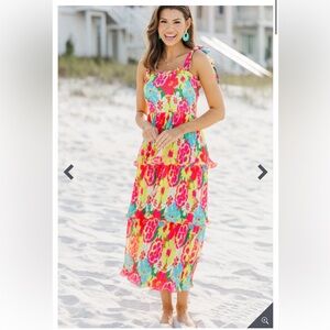 Bright Floral Midi Dress